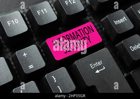 Panneau affichant sécurité de l'information, Business IDEA INFOSEC empêcher l'accès non autorisé être protégé taper de nouvelles leçons académiques, créer Lectu Banque D'Images