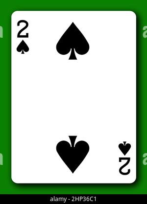 Une carte à jouer 2 Two Deuce of Spades avec un chemin d'écrêtage pour supprimer l'arrière-plan et l'ombre 3D illustration Banque D'Images