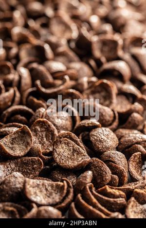 Flocons de céréales au chocolat doux pour le petit déjeuner. Banque D'Images
