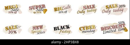 Ensemble de modèles Web, arrière-plan publicitaire de remise - illustration vectorielle Banque D'Images