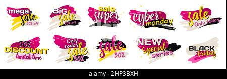Ensemble de modèles Web, arrière-plan publicitaire de remise - illustration vectorielle Banque D'Images