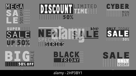 Ensemble de modèles Web, arrière-plan publicitaire de remise - illustration vectorielle Banque D'Images