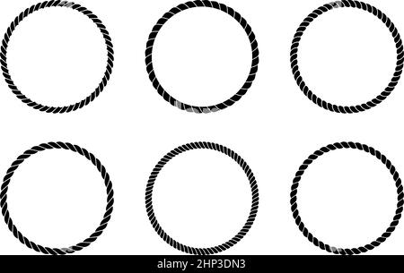 Disposition de la corde ou du cercle de corde comme vecteur sur un arrière-plan blanc isolé. Illustration de Vecteur