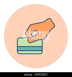 Faites glisser votre carte de crédit à la main pendant l'achat.Panneau commercial.Symbole graphique pour la conception de votre site Web, votre logo, votre application, votre interface utilisateur.Illustration vectorielle, EP Banque D'Images