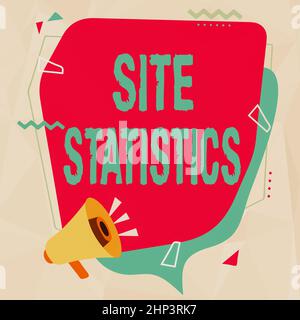 Texte d'écriture Statistiques du site, photo conceptuelle mesure du comportement des visiteurs de certains sites Web Megaphone dessin faire une nouvelle annonce à Banque D'Images