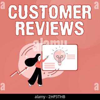 Texte d'écriture Commentaires des clients, examen de présentation d'entreprise du produit ou service fait par le client qui a utilisé les formulaires en ligne de remplissage de résumé, réponse Banque D'Images