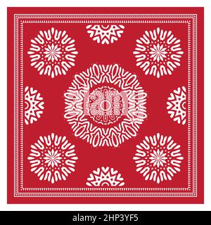 Châle à bandana, imprimé toile de tachegloth, foulard à col en soie, motif en forme de Kerchien, cachemire décoratif,Motif carré. Banque D'Images