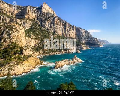 Paysages marins et montagnes de Calanques, ruisseaux de marseille, France Banque D'Images