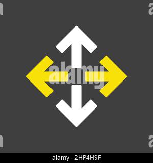 Quatre flèches pointant à partir de l'icône du vecteur central sur un arrière-plan sombre Illustration de Vecteur