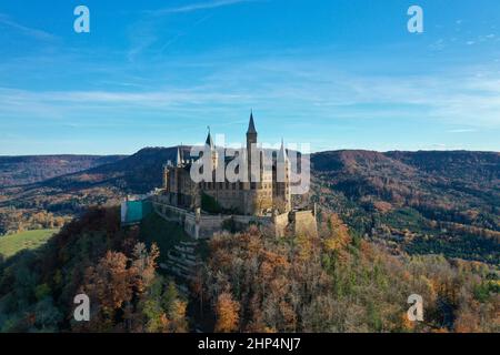 Burg Hohenzollern auf der schwäbischen Alb, Luftbild Banque D'Images
