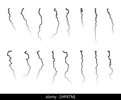 Fissures de masse.La masse se divise verticalement.Ensemble d'illustrations vectorielles isolé sur blanc. Illustration de Vecteur