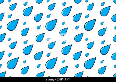 Chute de pluie.Automne temps bande dessinée bleu eau goutte.Motif vectoriel isolé sur fond blanc. Illustration de Vecteur