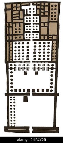 Illustration de la fin du 19th siècle montrant un plan du Memnonium à Thèbes (le nom grec de l'ancienne ville égyptienne de Waset et maintenant). Ses ruines font partie de la ville moderne de Louxor. Banque D'Images