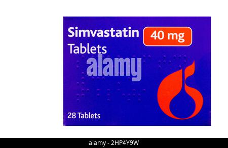 Simvastatin 40 mg comprimés et emballage Banque D'Images