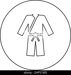 Sports kimono Japanese Wear Icon in circle rond noir couleur vecteur illustration image de style de contour plein Illustration de Vecteur