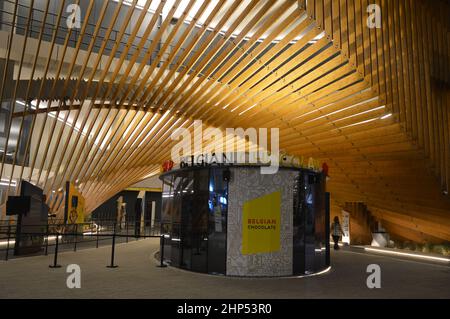 Le Pavillon de la Belgique de nuit à Expo 2020 Dubai eau - 30 janvier 2022. Banque D'Images