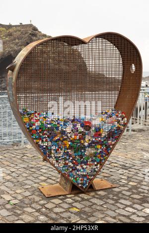 Collecte des bouchons en plastique pour recyclage. Banque D'Images