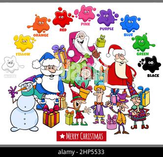 Couleurs de base avec groupe de caractères de Noël Illustration de Vecteur