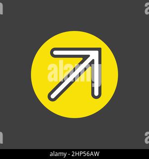 Flèche icône vectorielle supérieure droite sur fond sombre. Panneau de navigation Illustration de Vecteur