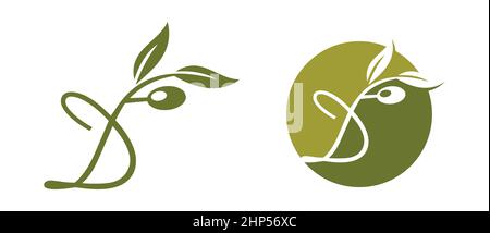 Monogramme olive lettre initiale D Illustration de Vecteur