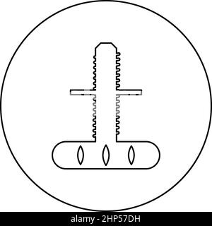 Support réglable pieds de meuble icône en cercle rond noir couleur vecteur illustration image de style de contour plein Illustration de Vecteur