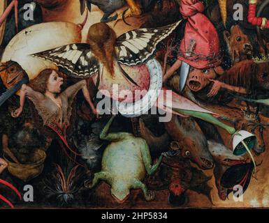 Pieter Bruegel The Elder, détail de la chute des Rebel Angels, une usine de buttefly humaine d'Ibryd et quelques Monsters et cadavres; 1562; huile sur panneau de chêne Banque D'Images