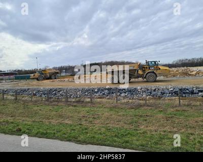 WÜLFRAHT NRW, ALLEMAGNE - 23 FÉVRIER 2021 : camion de transport Caterpillar 793C, l'une des plus grandes machines pour l'industrie minière Banque D'Images