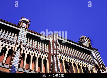 BARCELONE,ESPAGNE-FÉVRIER 18 2022: Casa Vicens, dans la Calle les Carolines 24, Barcelone, l'une des premières œuvres de Gaudi. Banque D'Images