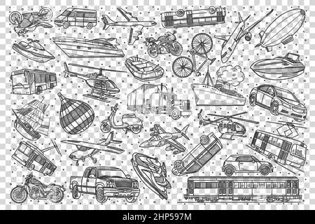 Jeu doodle Transport Illustration de Vecteur