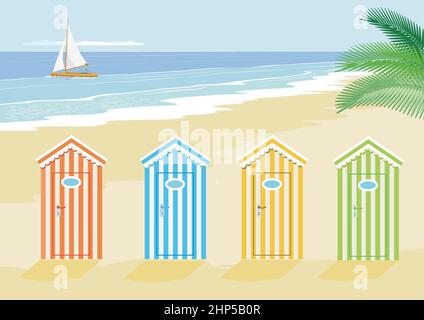 Vacances sur la plage, avec bord de mer, illustration Illustration de Vecteur