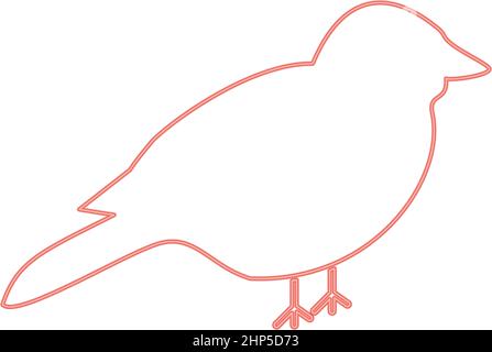 Image de style plat de l'illustration vectorielle rouge d'oiseau fluo Illustration de Vecteur