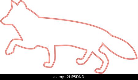Renard fluo de silhouettes rouge couleur vecteur illustration image de style plat Illustration de Vecteur