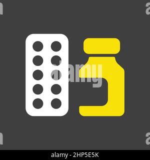 Medicine jar et pilules Strip Vector Flat icône Illustration de Vecteur