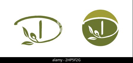 Monogramme olive lettre initiale D Illustration de Vecteur