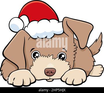 Chien de dessin animé ou chiot à l'heure de Noël Illustration de Vecteur