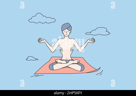 Yogi homme dans la pratique du turban yoga méditer Illustration de Vecteur