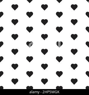 Motif en forme de coeur vectoriel sans couture Doodle noir et blanc illustration de fond abstrait pour les supports numériques et imprimés Illustration de Vecteur