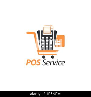 Point de vente logo Trolly carte de crédit Shopping logo POS service Illustration de Vecteur