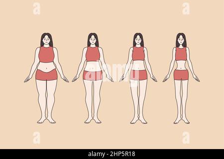 Femme pleine taille changement de taille de corps régime Illustration de Vecteur