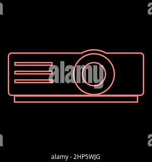 Icône de projecteur néon couleur noire en cercle rouge illustration vectorielle image de style plat Illustration de Vecteur