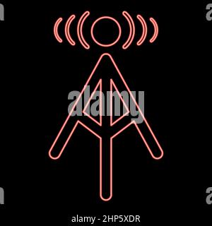 Tour radio néon rouge couleur vecteur illustration image de style plat Illustration de Vecteur