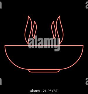 Icône Neon Hot Dish couleur noire dans le cercle couleur rouge vecteur illustration image de style plat Illustration de Vecteur