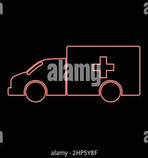 Néon urgence voiture rouge couleur vecteur illustration image plate de style Illustration de Vecteur