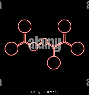 Icône de molécule de néon couleur noire dans le cercle couleur rouge vecteur illustration image de style plat Illustration de Vecteur