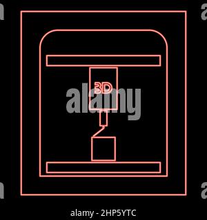 Illustration vectorielle rouge pour imprimante Neon 3D image de style plat Illustration de Vecteur