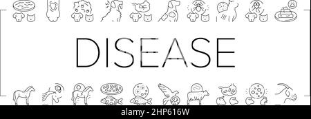 Maladie d'animal de compagnie Ill Health Problem Icons Set Vector . Illustration de Vecteur