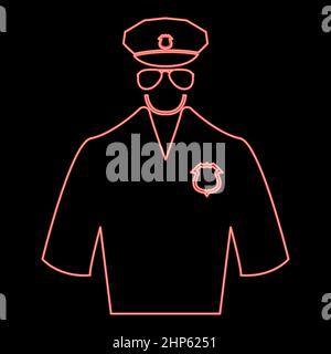 Neon police Red illustration vectorielle de couleur image de style plat Illustration de Vecteur