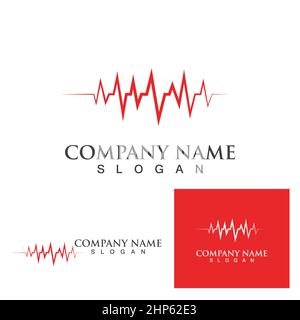 Logo Heart beat wave Line Illustration de Vecteur