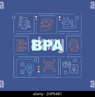 Bannière bleu foncé sur les concepts de mots d'automatisation des processus métier Illustration de Vecteur