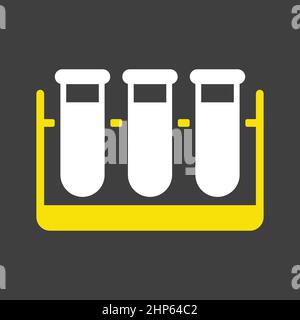 Icône de vecteur de tubes à essai sur fond sombre. Signe médical Illustration de Vecteur